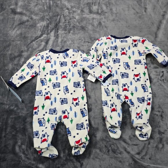 Weeplay Fleece Pajama Set 3–6M NWT 2-Pack Baby Footies Happy Camper Print - Picture 8 of 12